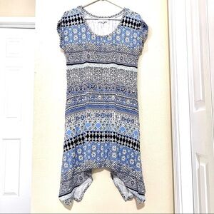 DEPT222 Boho Lagenlook handkerchief hem dress petite womens size MP